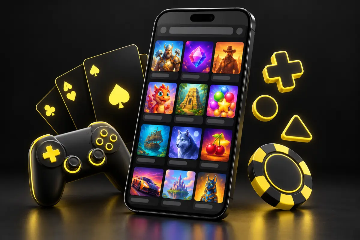 Illustration of a mobile browser game catalogue