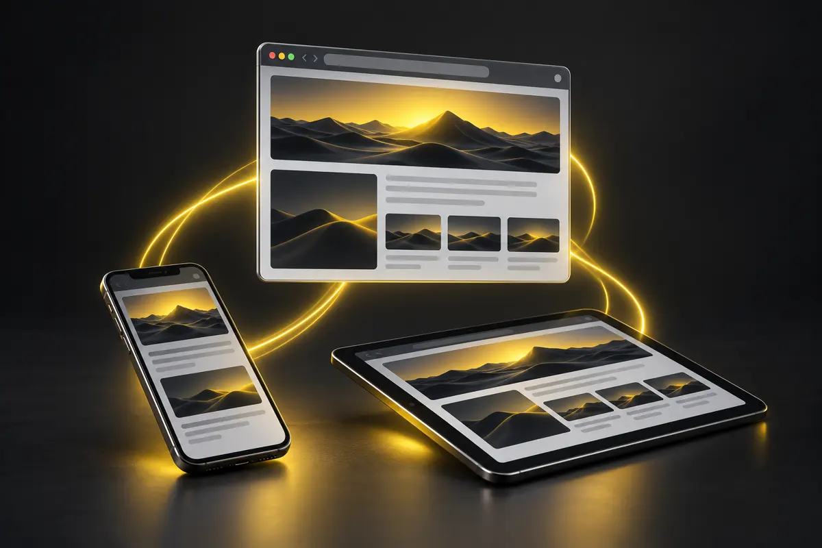 Illustration of browser based mobile access on a phone and tablet